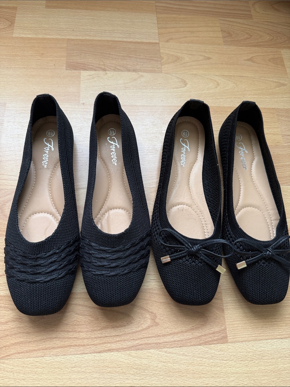 Forever Black Knit Ballet Flats — Cushioned Slip-On Loafers